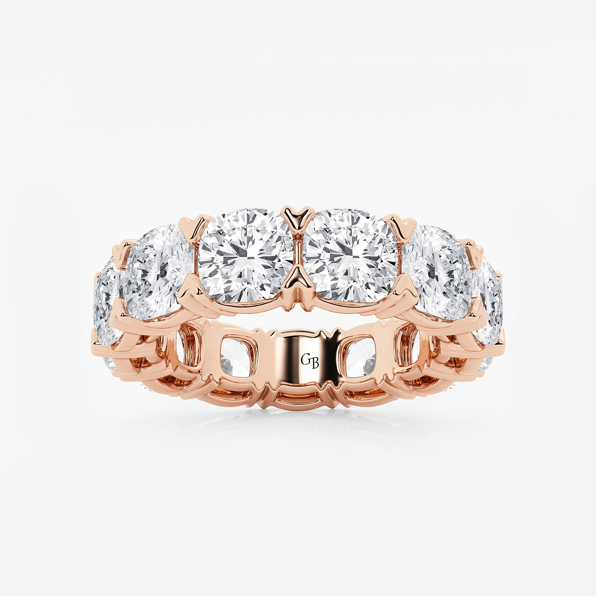 10 ctw Cushion Lab Grown Diamond V-Prong Eternity Band - 5.3mm Width