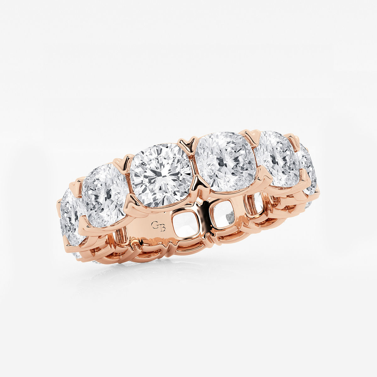 Additional Image 1 for  10 ctw Cushion Lab Grown Diamond V-Prong Eternity Band - 5.3mm Width
