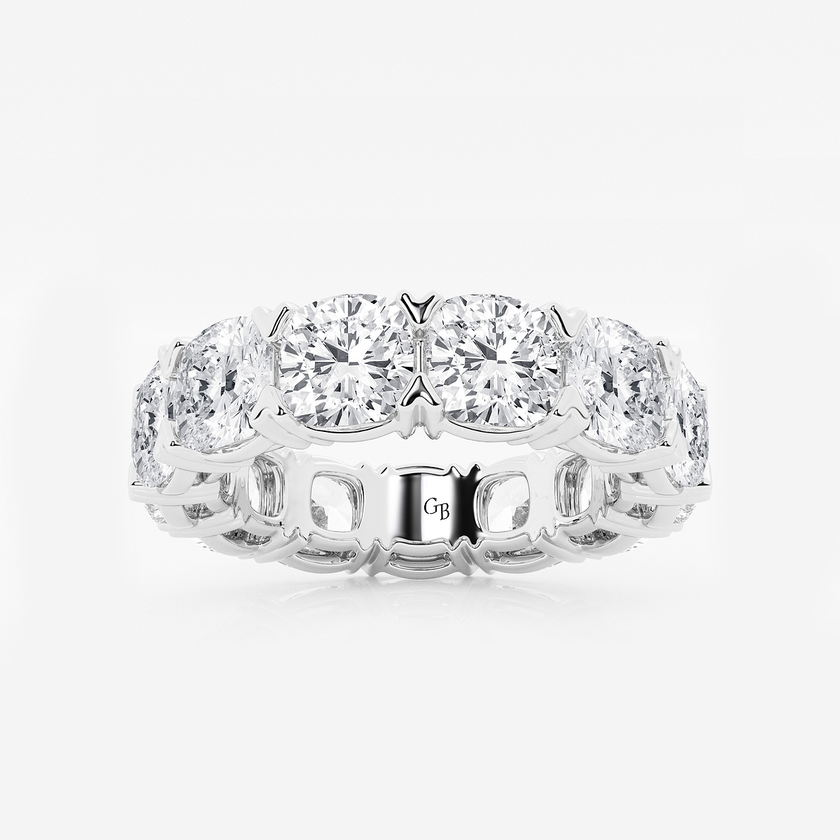 10 ctw Cushion Lab Grown Diamond V-Prong Eternity Band - 5.3mm Width