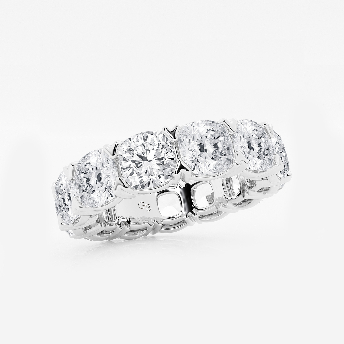 Additional Image 1 for  10 ctw Cushion Lab Grown Diamond V-Prong Eternity Band - 5.3mm Width