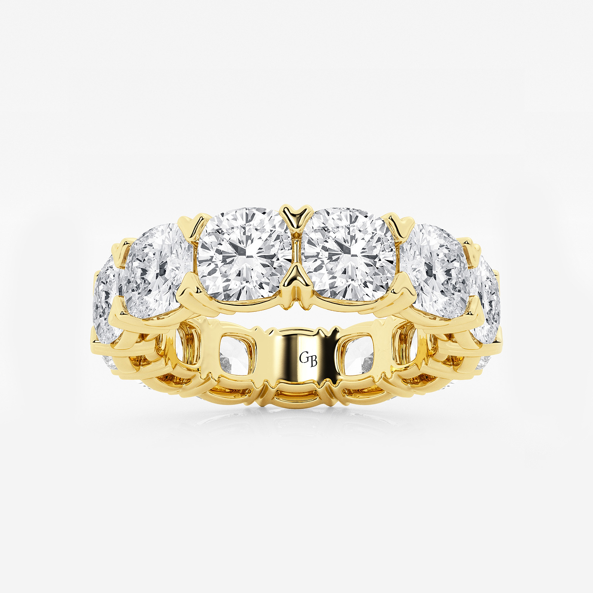 10 ctw Cushion Lab Grown Diamond V-Prong Eternity Band - 5.3mm Width