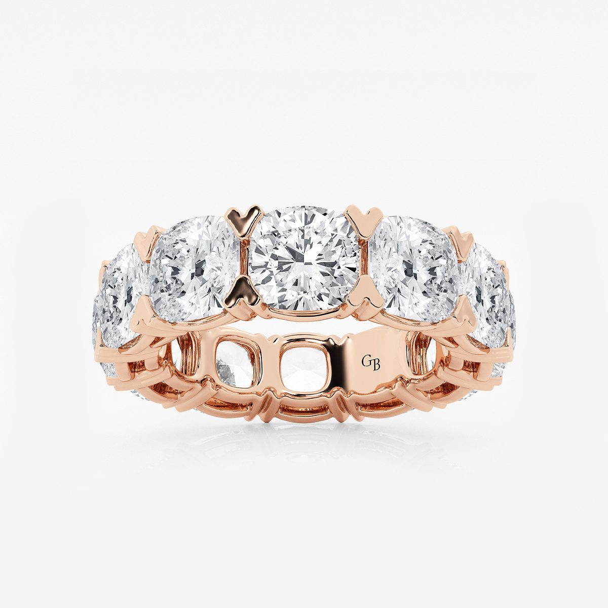 12 ctw Cushion Lab Grown Diamond V-Prong Eternity Band - 5.8mm Width