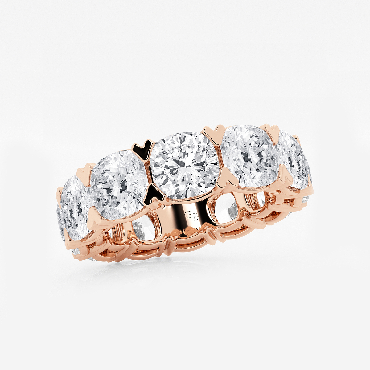 Additional Image 1 for  12 ctw Cushion Lab Grown Diamond V-Prong Eternity Band - 5.8mm Width