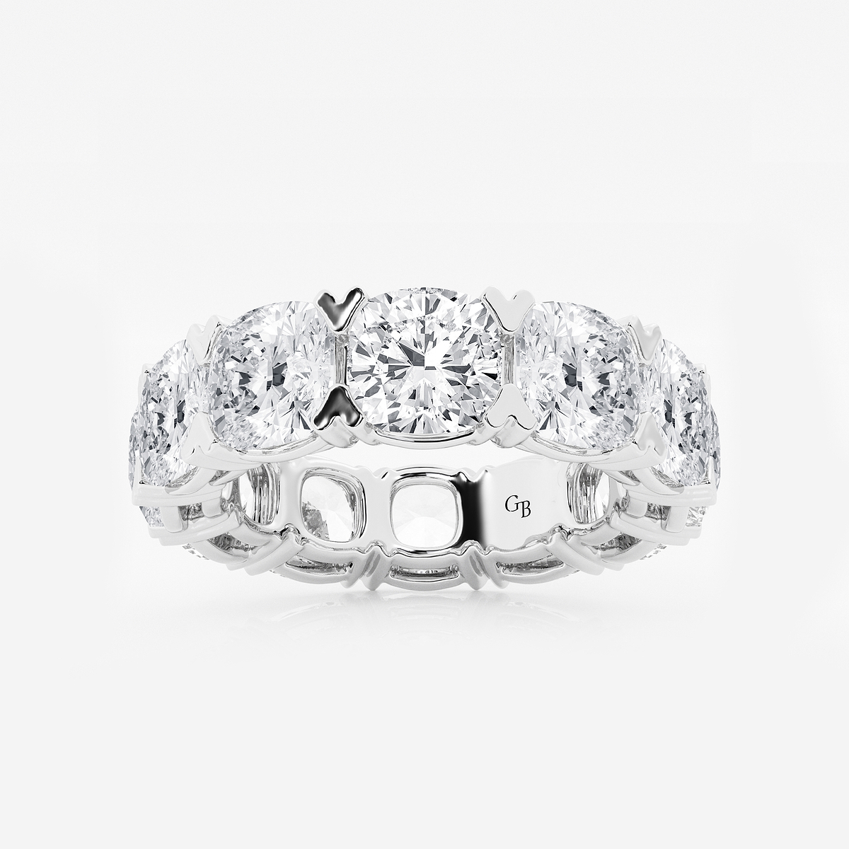 12 ctw Cushion Lab Grown Diamond V-Prong Eternity Band - 5.6mm Width