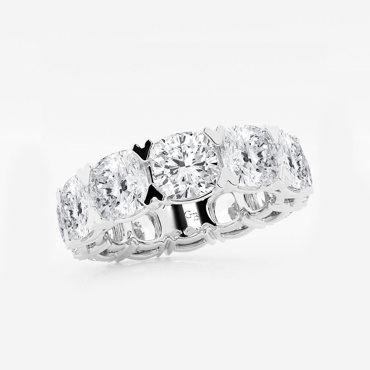 Additional Image 1 for  12 ctw Cushion Lab Grown Diamond V-Prong Eternity Band - 5.6mm Width