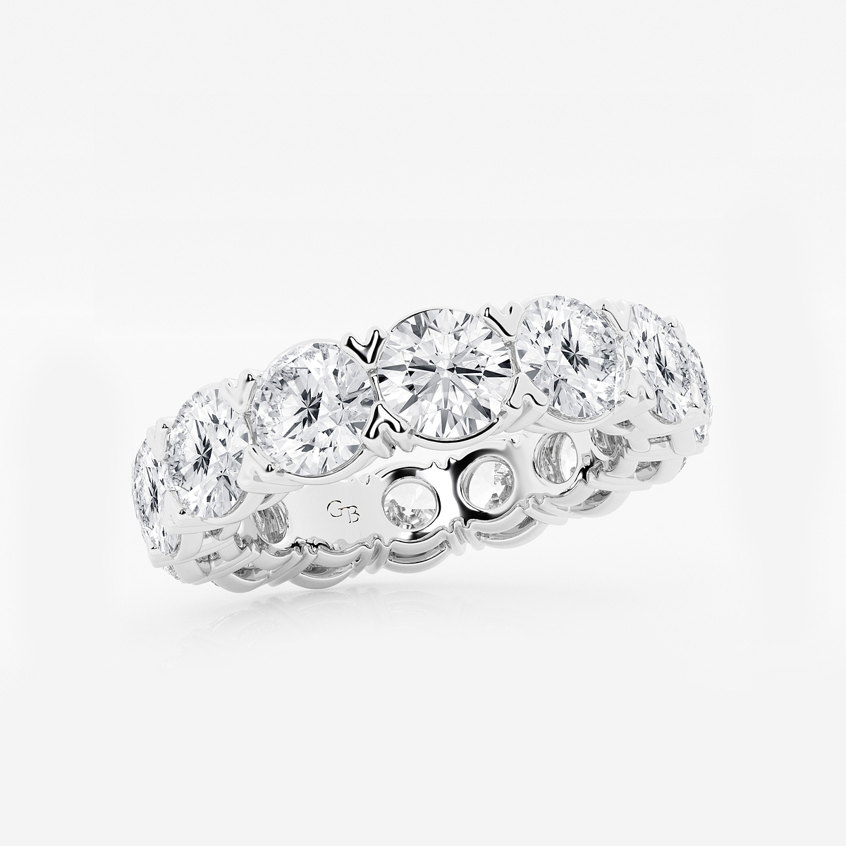 Additional Image 1 for  7 ctw Round Lab Grown Diamond V-Prong Eternity Band - 5mm Width