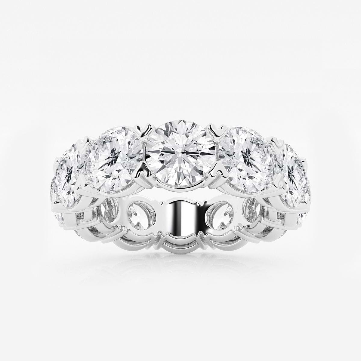 10 ctw Round Lab Grown Diamond V-Prong Eternity Band - 5.8mm Width 14K White Gold, F, VS2