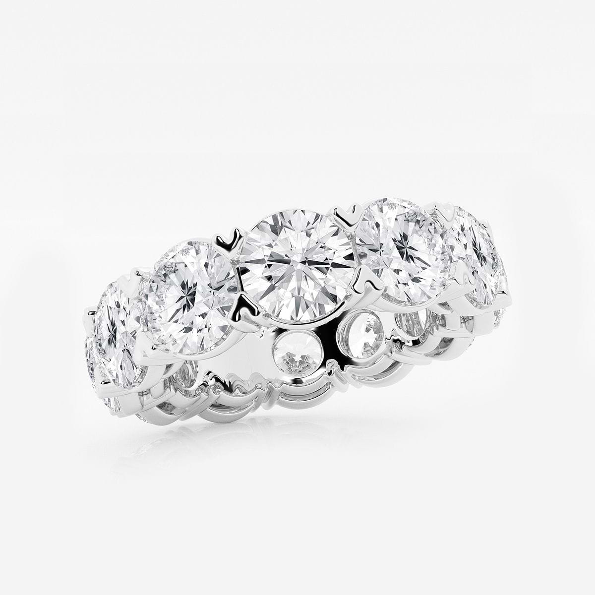 10 ctw Round Lab Grown Diamond V-Prong Eternity Band - 5.8mm Width 14K White Gold, F, VS2