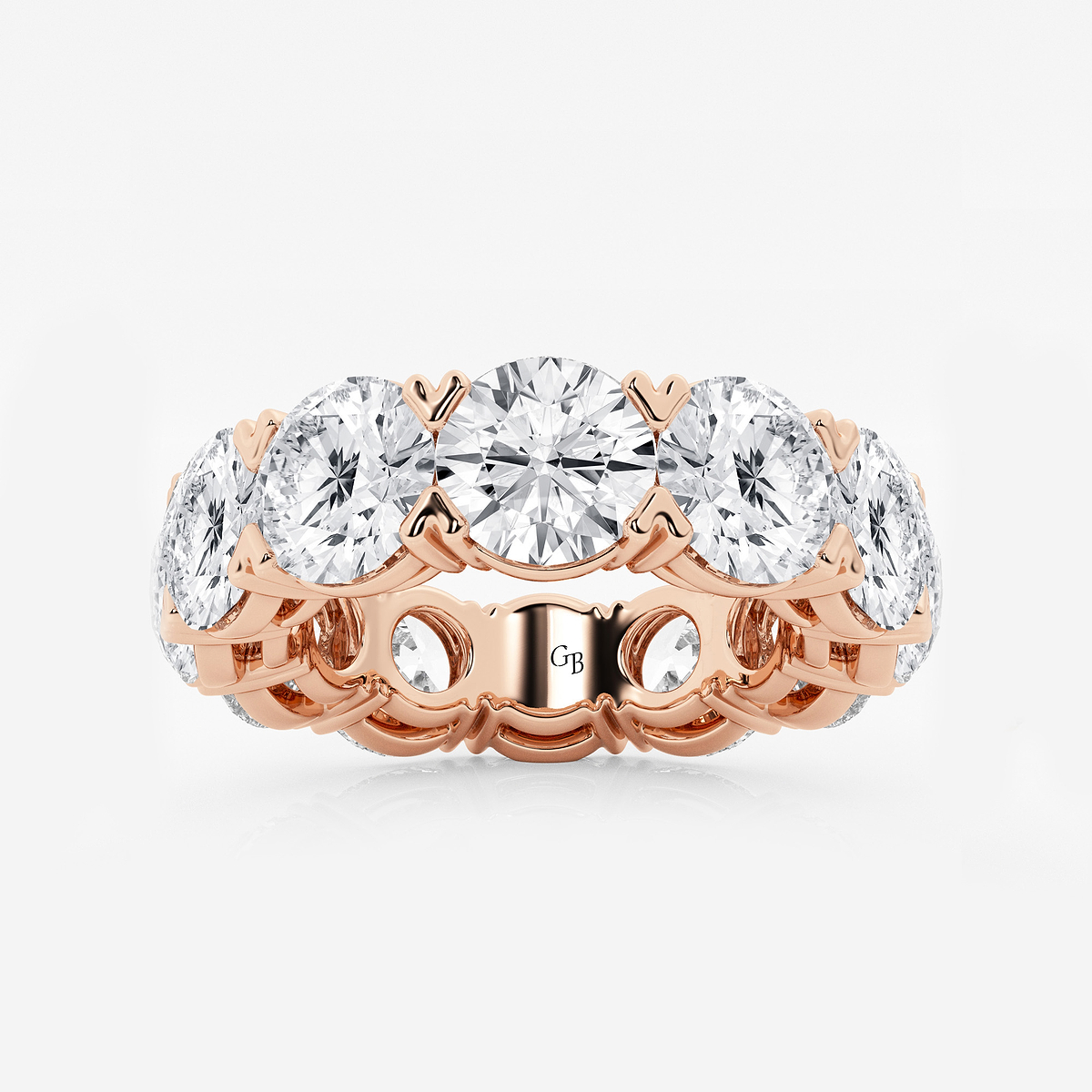 12 ctw Round Lab Grown Diamond V-Prong Eternity Band - 4.4mm Width