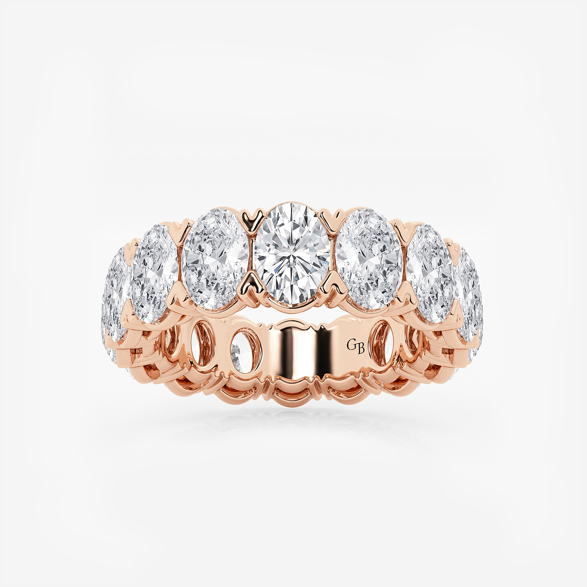 7 ctw Oval Lab Grown Diamond V-Prong Eternity Band - 6mm Width