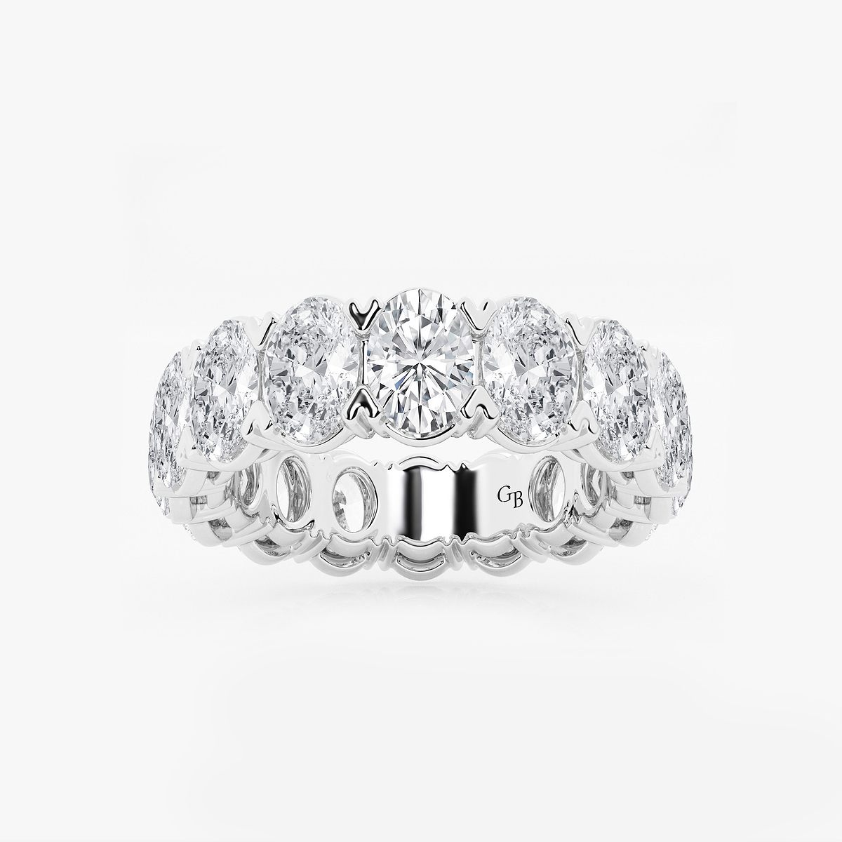 7 ctw Oval Lab Grown Diamond V-Prong Eternity Band - 6mm Width