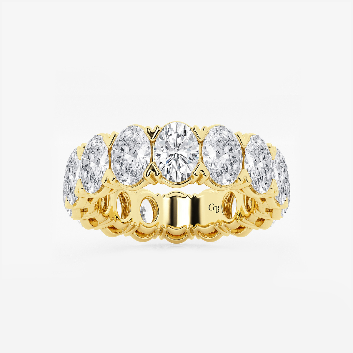 7 ctw Oval Lab Grown Diamond V-Prong Eternity Band - 6mm Width