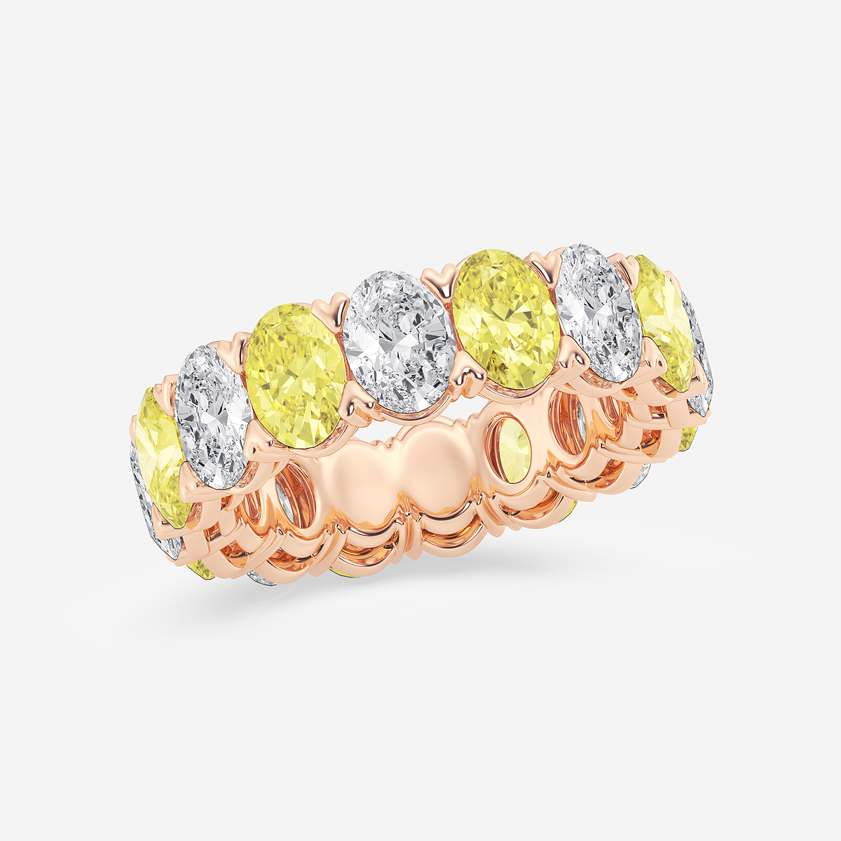 Additional Image 1 for  7 ctw Oval Lab Grown Diamond with Alternating Fancy Yellow V Prong Eternity Band - 6.4mm Width