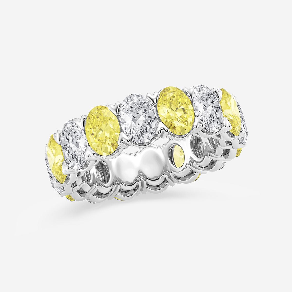 Additional Image 1 for  7 ctw Oval Lab Grown Diamond with Alternating Fancy Yellow V Prong Eternity Band - 6.2mm Width