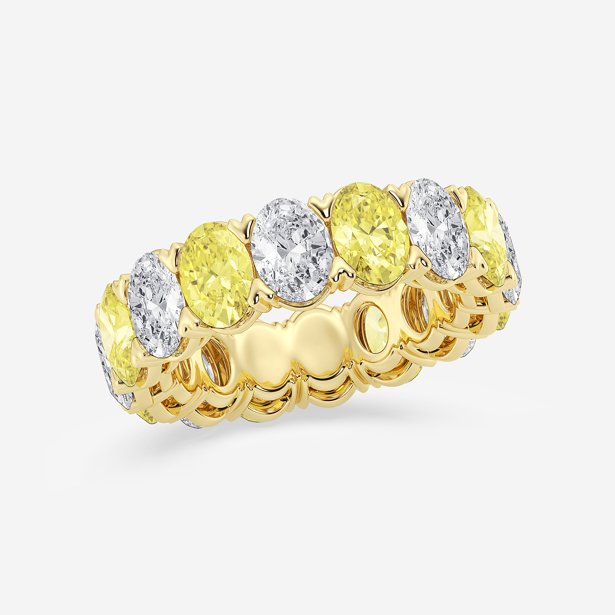 Additional Image 1 for  7 ctw Oval Lab Grown Diamond with Alternating Fancy Yellow V Prong Eternity Band - 6.4mm Width