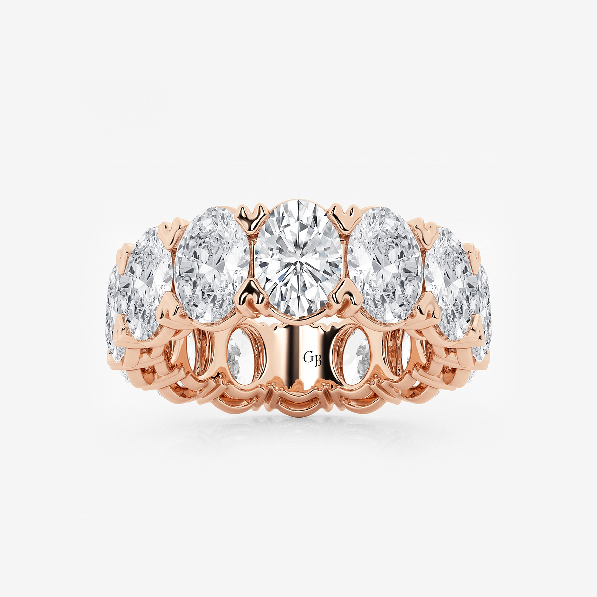 10 ctw Oval Lab Grown Diamond V-Prong Eternity Band - 7mm Width