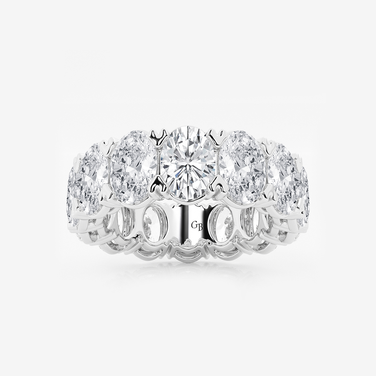 10 ctw Oval Lab Grown Diamond V-Prong Eternity Band - 7mm Width