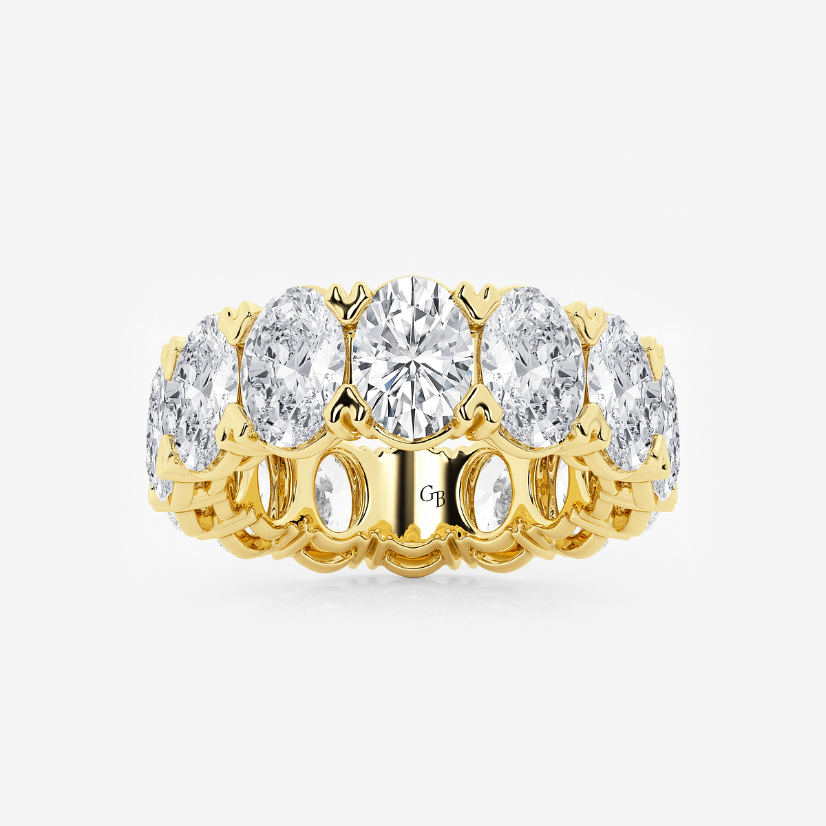 10 ctw Oval Lab Grown Diamond V-Prong Eternity Band - 7mm Width