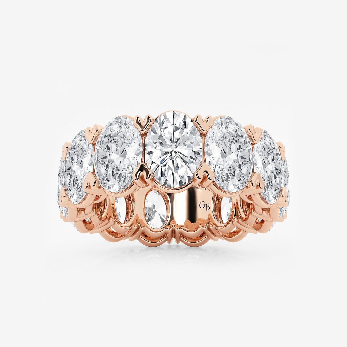 12 ctw Oval Lab Grown Diamond V-Prong Eternity Band - 7.7mm Width