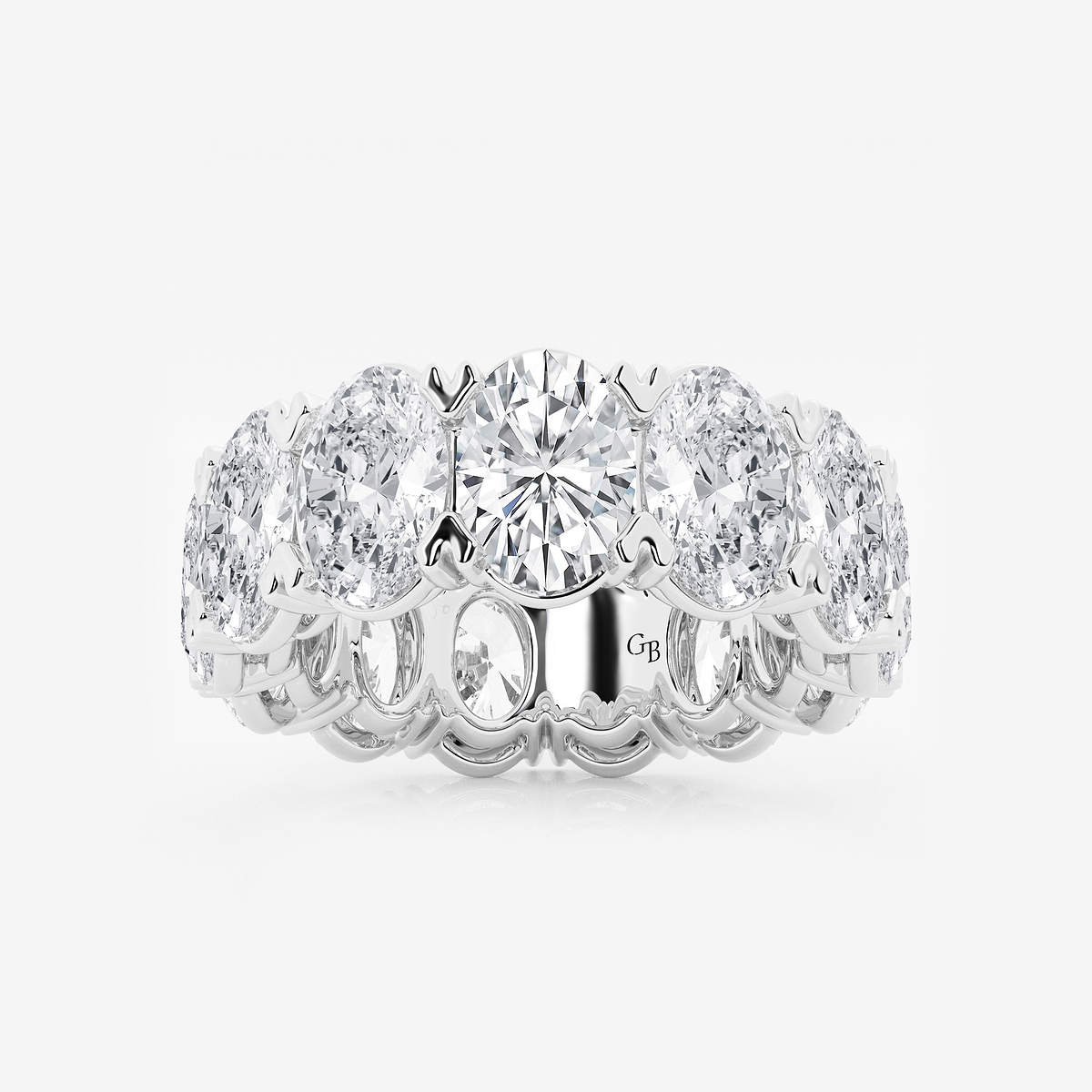 12 ctw Oval Lab Grown Diamond V-Prong Eternity Band - 7.9mm Width