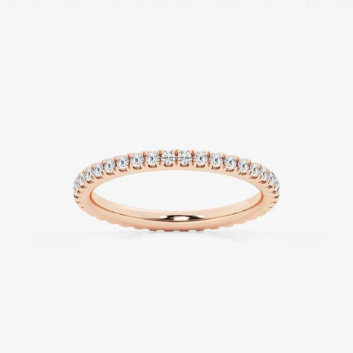 2 ctw Round Lab Grown Diamond Eternity Engagement Ring 14K Rose Gold, FG, VS2+
