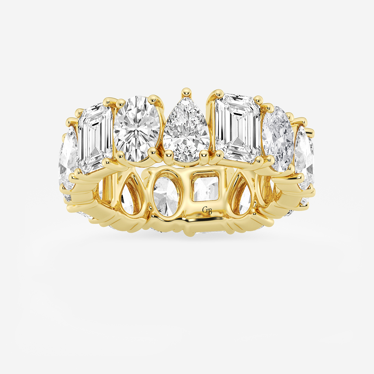 8 1/4 ctw Multi-Shape Lab Grown Diamond Eternity Band - 6.8mm Width 14K Yellow Gold, F, VS2