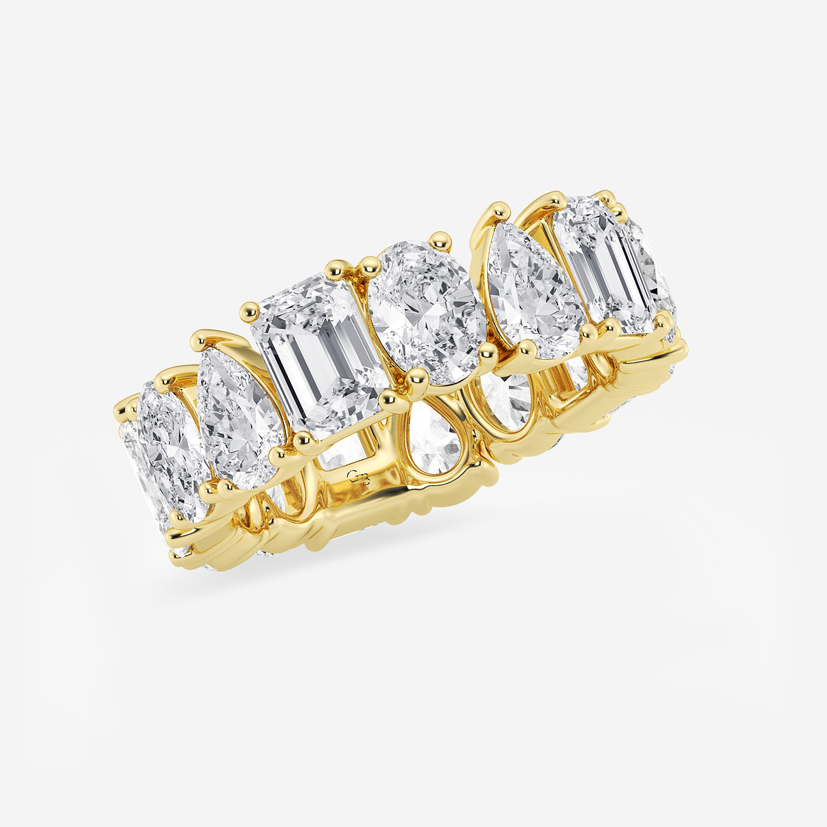 8 1/4 ctw Multi-Shape Lab Grown Diamond Eternity Band - 6.8mm Width 14K Yellow Gold, F, VS2