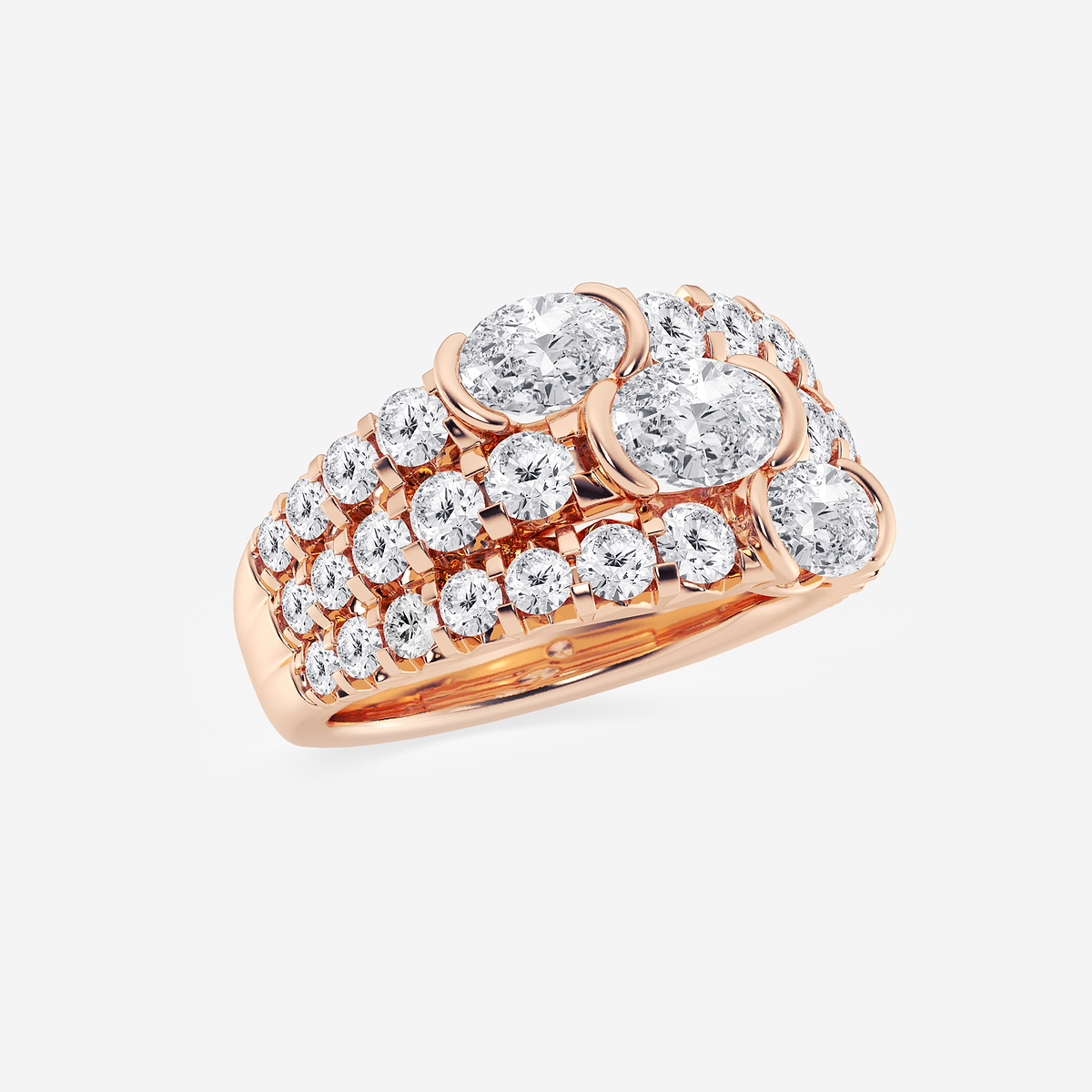 Additional Image 1 for  3 ctw Oval Lab Grown Diamond Three Row Band