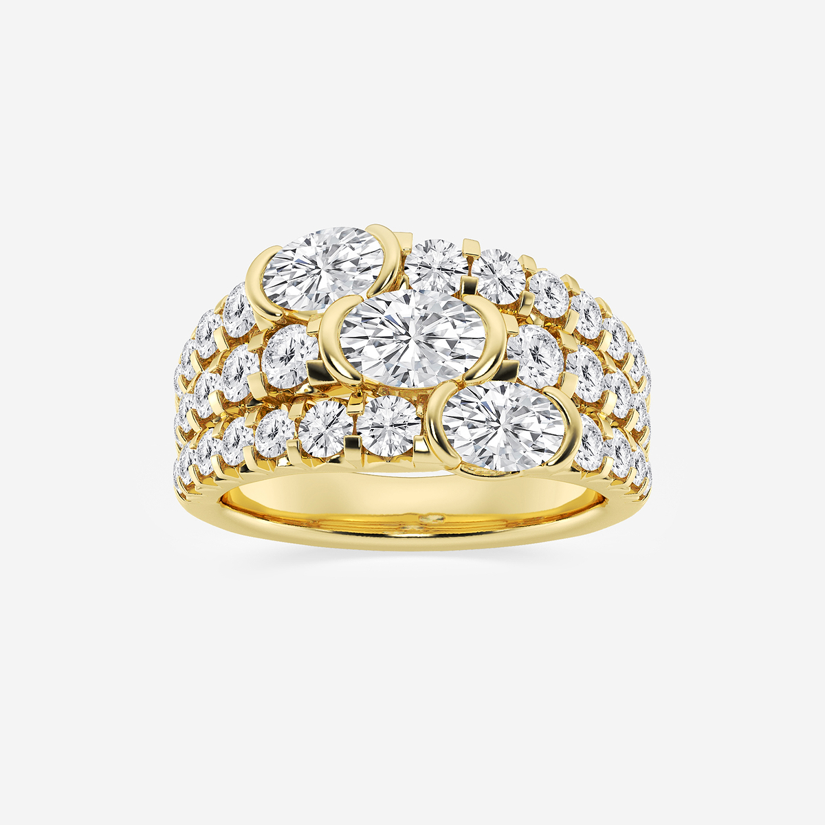 3 ctw Oval Lab Grown Diamond Three Row Band