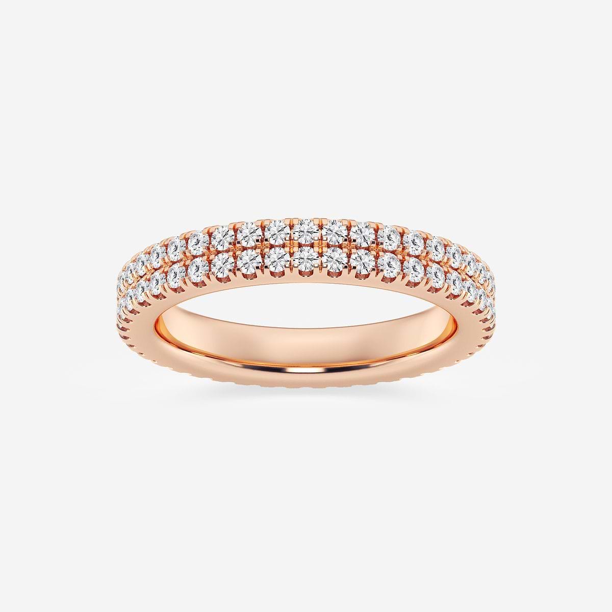 1 ctw Round Lab Grown Diamond Petite Two Row Micro Pave Eternity Band - 3.1mm Width