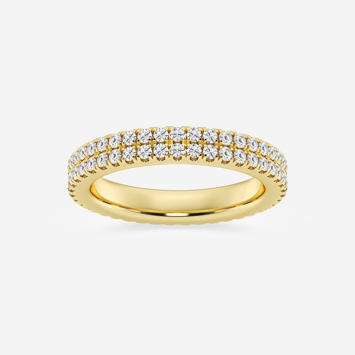 1 ctw Round Lab Grown Diamond Petite Two Row Micro Pave Eternity Band - 3.1mm Width