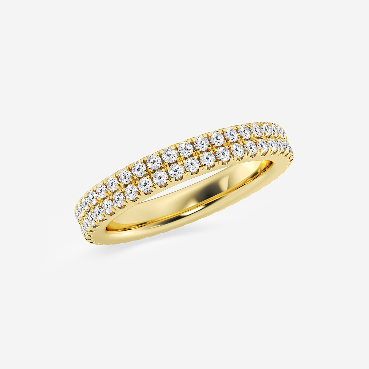 Additional Image 1 for  1 ctw Round Lab Grown Diamond Petite Two Row Micro Pave Eternity Band - 3.1mm Width