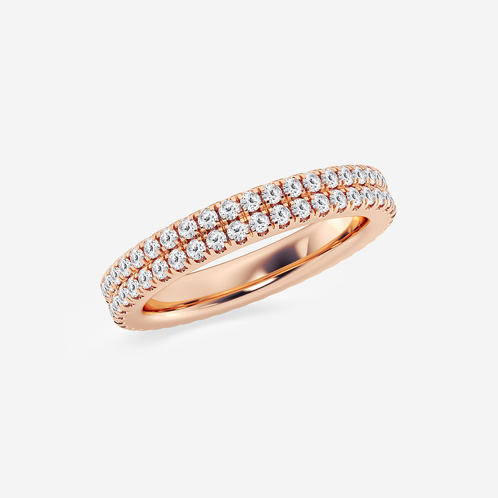 Kenzie Band - 1 ctw Round Lab Grown Diamond Petite Two Row Micro Pave Eternity Band - 3.1mm Width