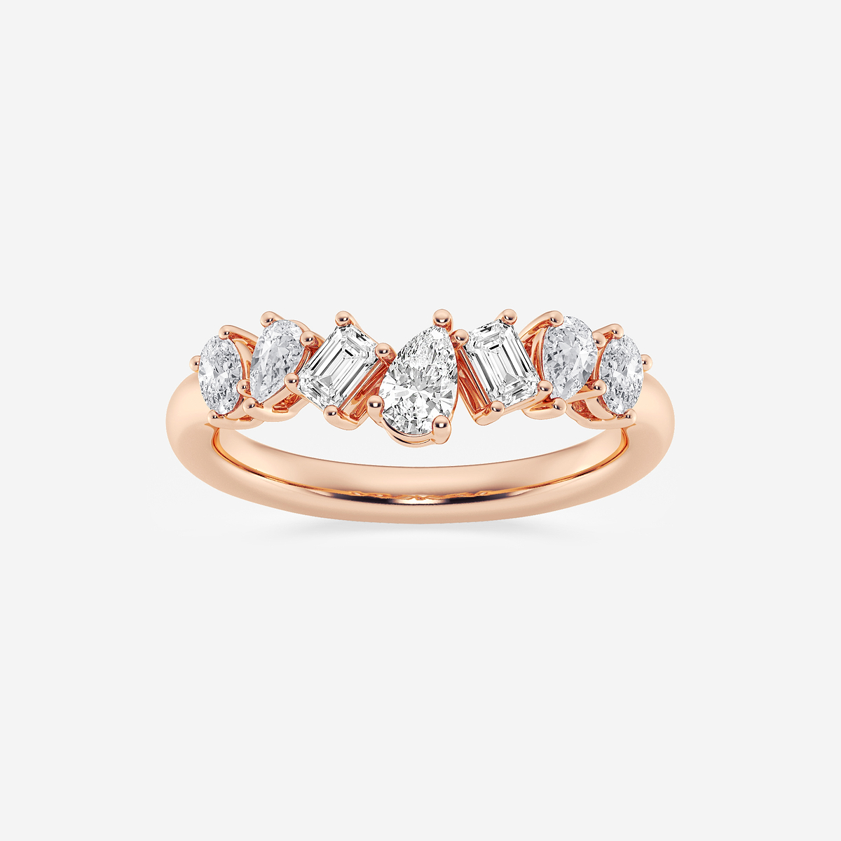 1 ctw Pear, Oval, and Emerald Lab Grown Diamond Contour Band