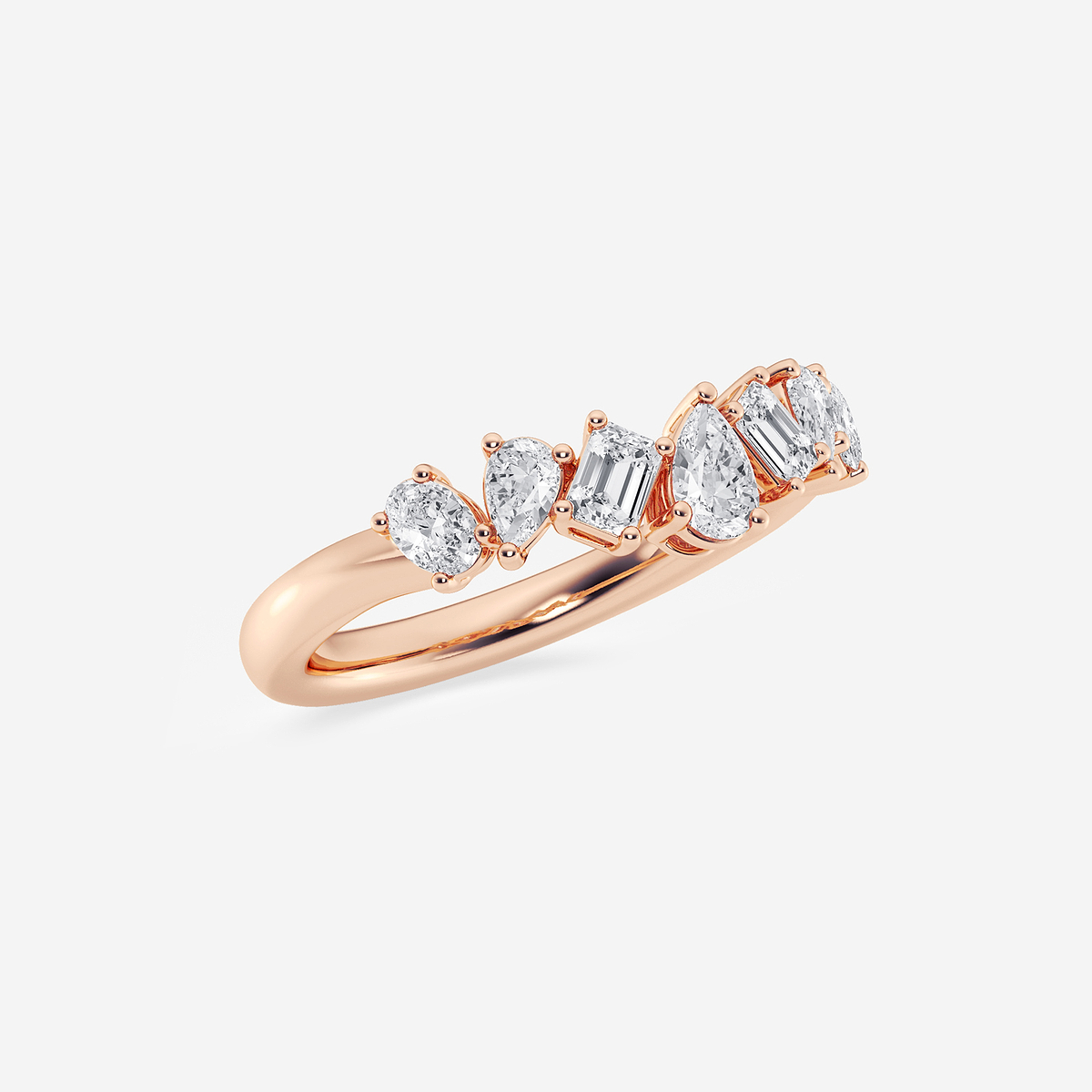 Additional Image 1 for  1 ctw Pear, Oval, and Emerald Lab Grown Diamond Contour Band