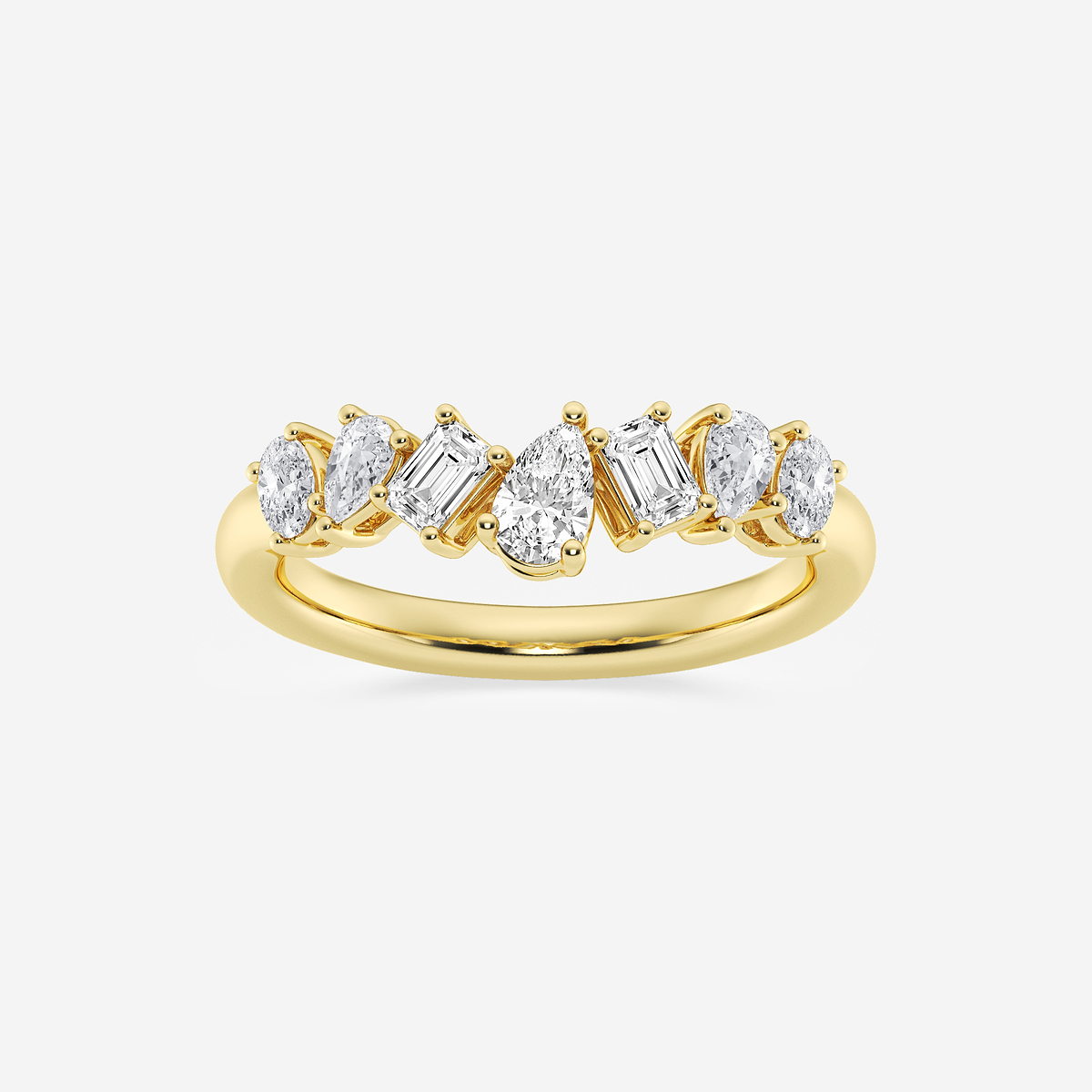 1 ctw Pear, Oval, and Emerald Lab Grown Diamond Contour Band