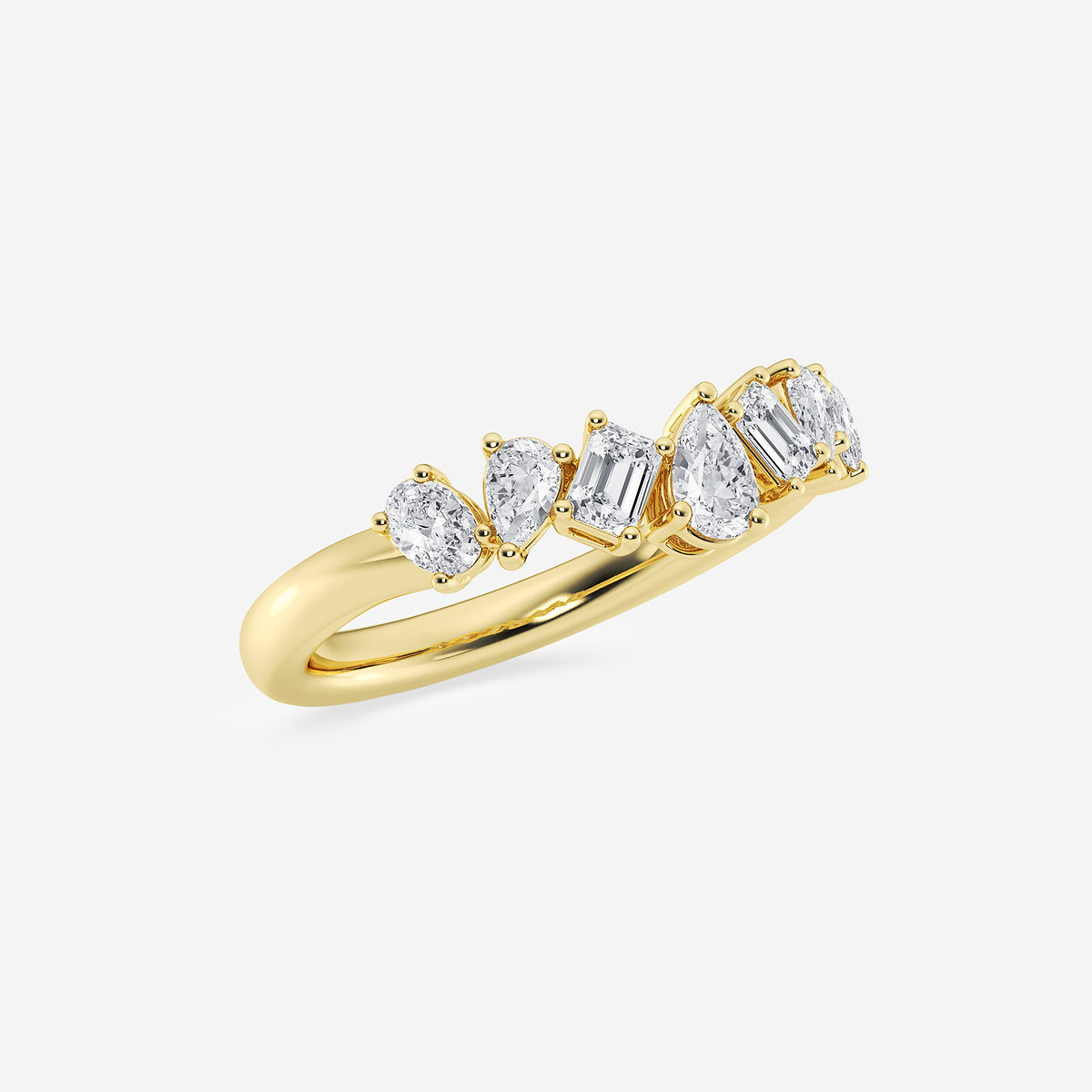 Additional Image 1 for  1 ctw Pear, Oval, and Emerald Lab Grown Diamond Contour Band