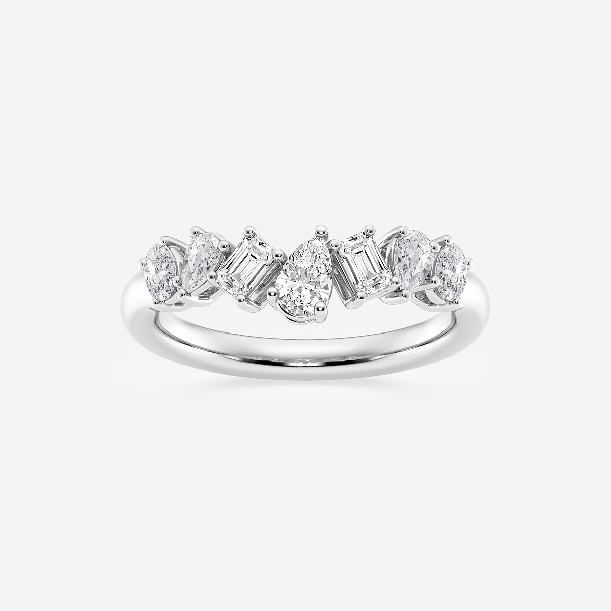 1 ctw Pear, Oval, and Emerald Lab Grown Diamond Contour Band