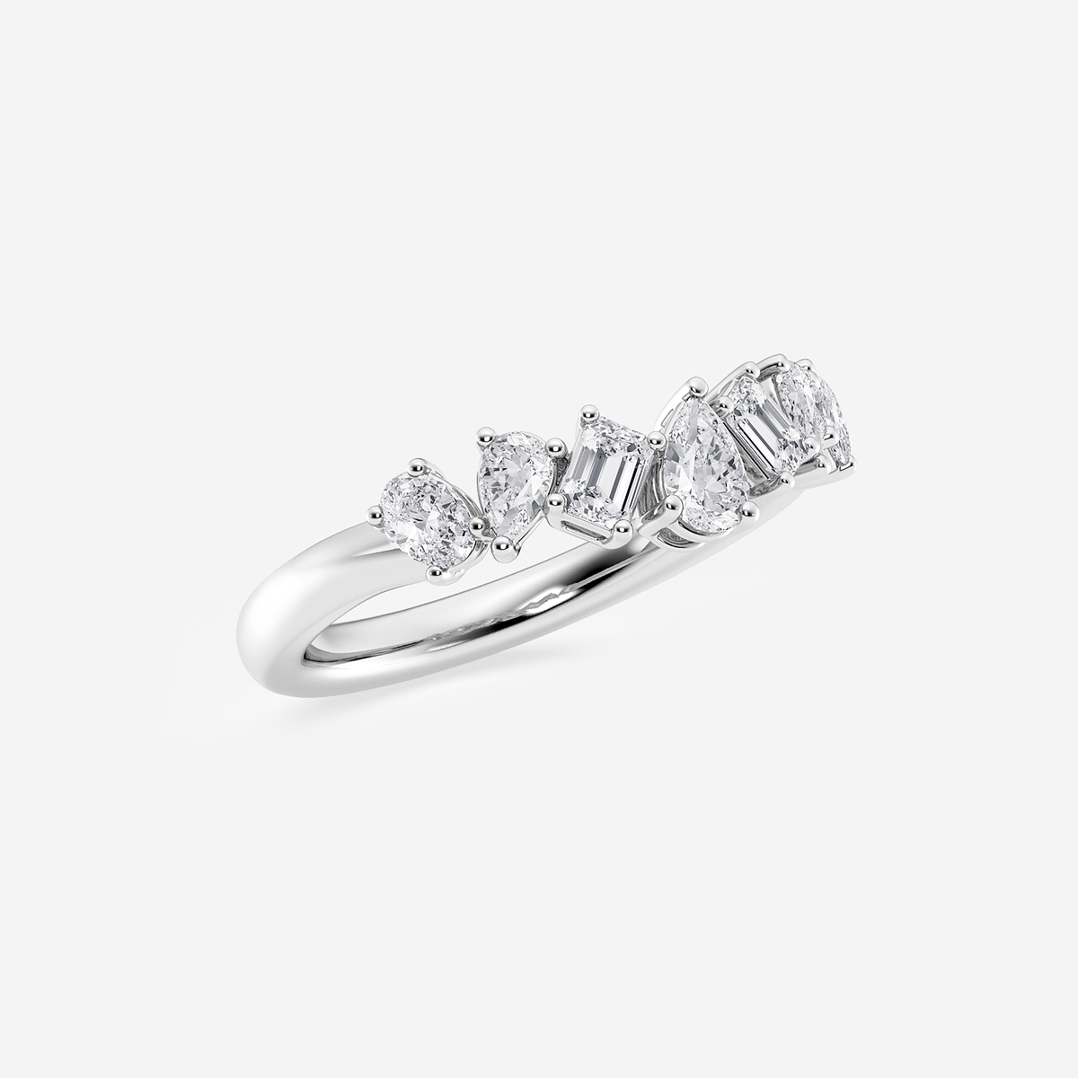 Additional Image 1 for  1 ctw Pear, Oval, and Emerald Lab Grown Diamond Contour Band