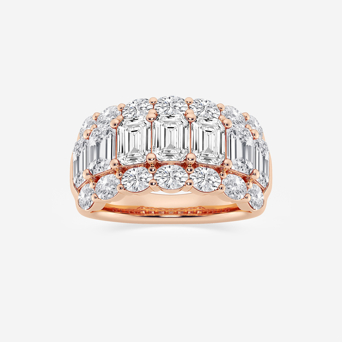 5 ctw Emerald Lab Grown Diamond Three Row Band
