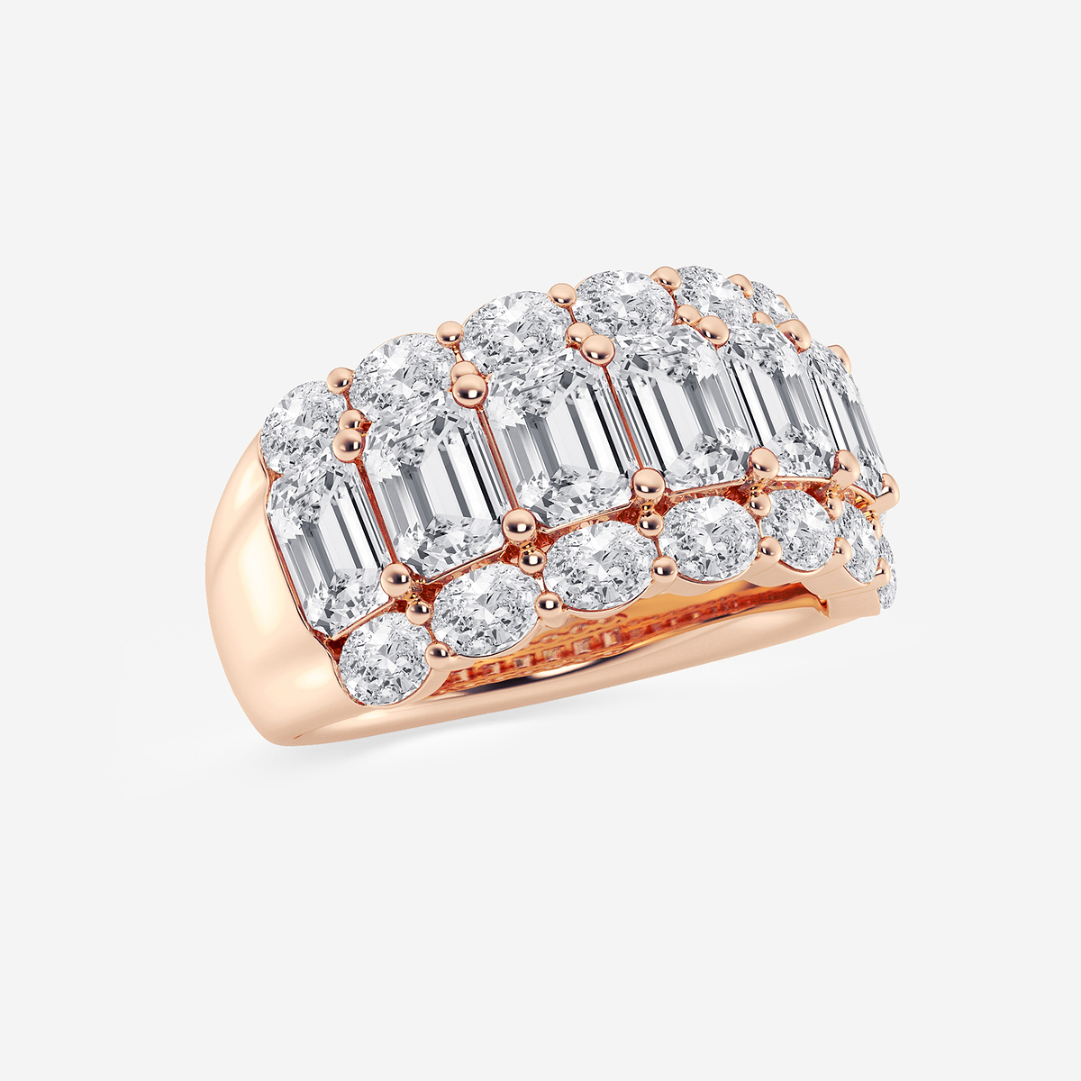 Additional Image 1 for  5 ctw Emerald Lab Grown Diamond Three Row Band
