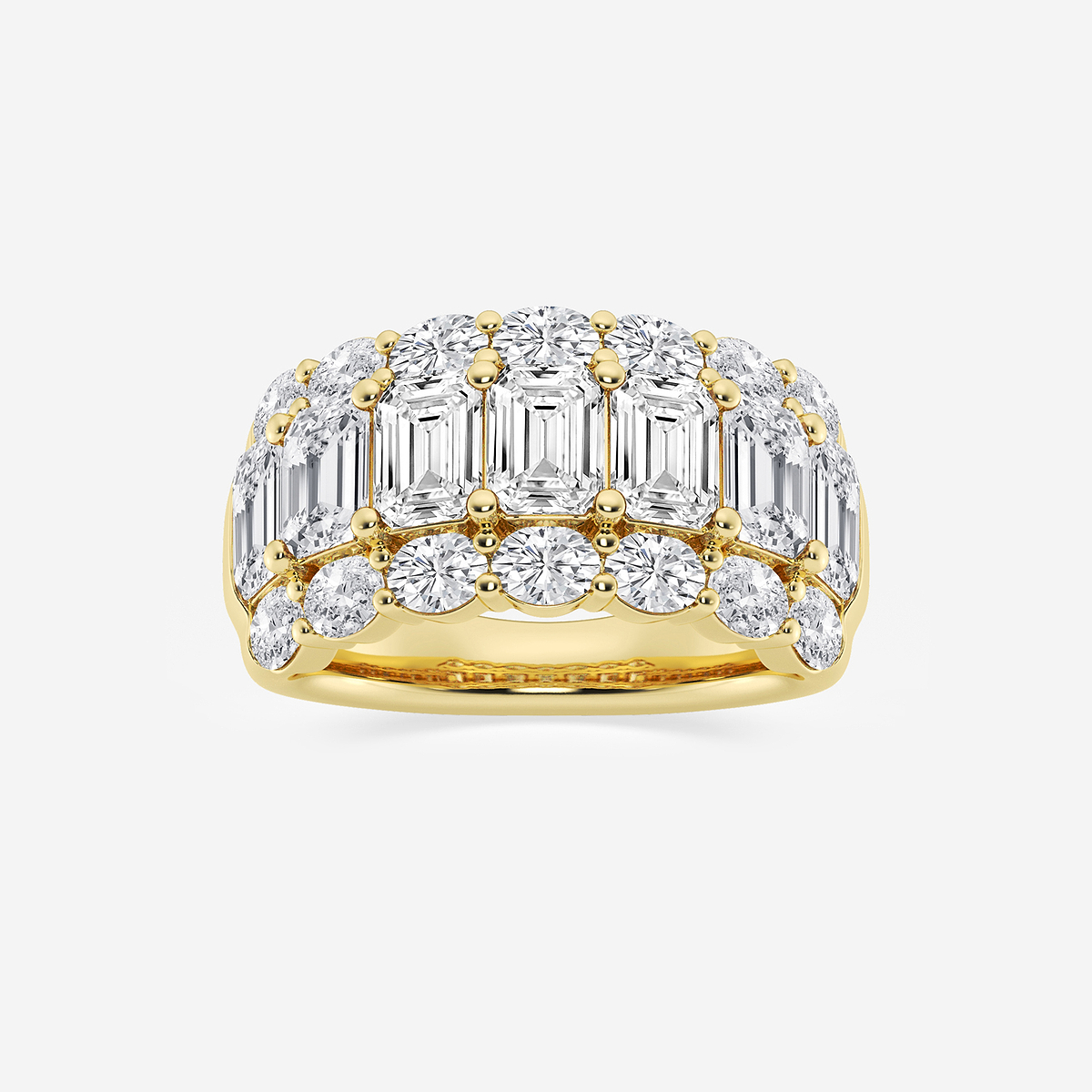 5 ctw Emerald Lab Grown Diamond Three Row Band