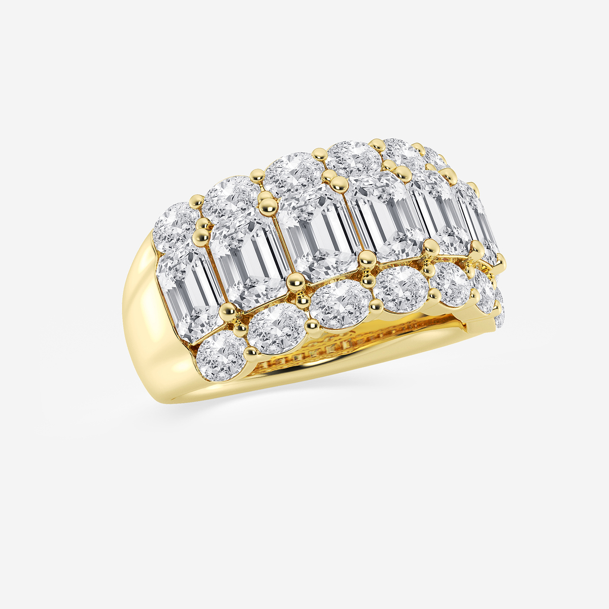 Additional Image 1 for  5 ctw Emerald Lab Grown Diamond Three Row Band