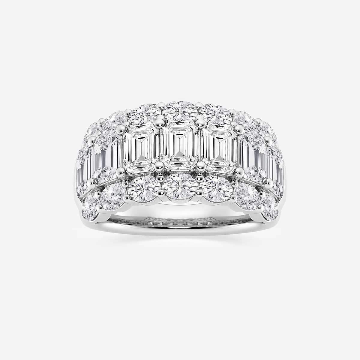 5 ctw Emerald Lab Grown Diamond Three Row Band
