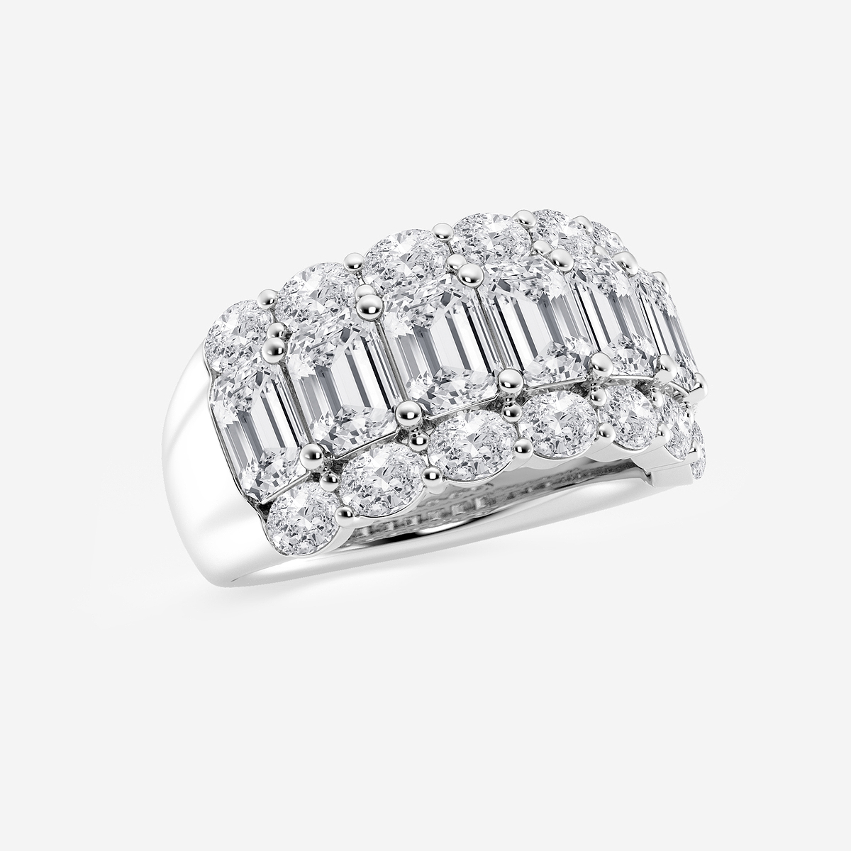 Additional Image 1 for  5 ctw Emerald Lab Grown Diamond Three Row Band