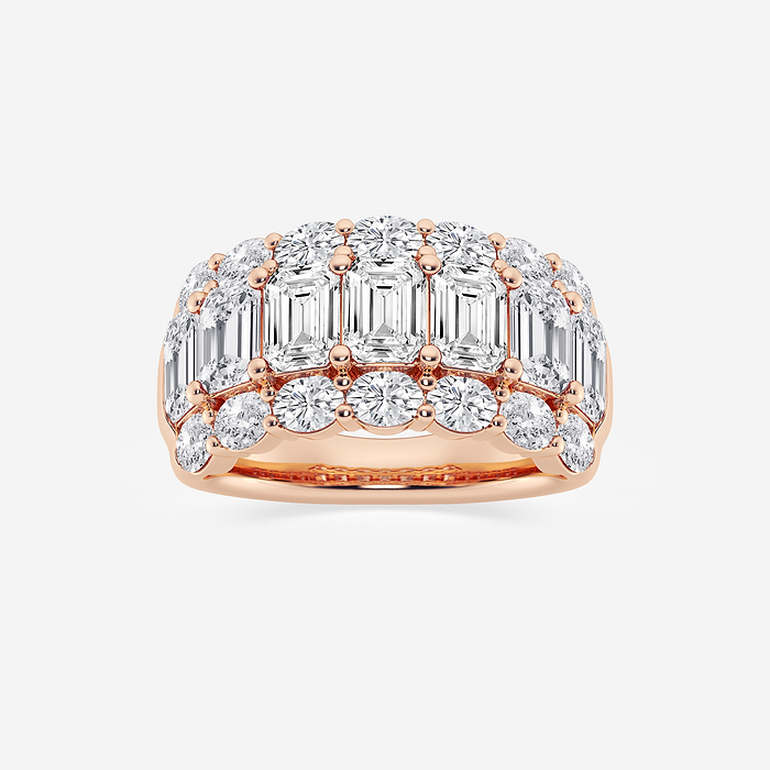 5 ctw Emerald Lab Grown Diamond Three Row Band