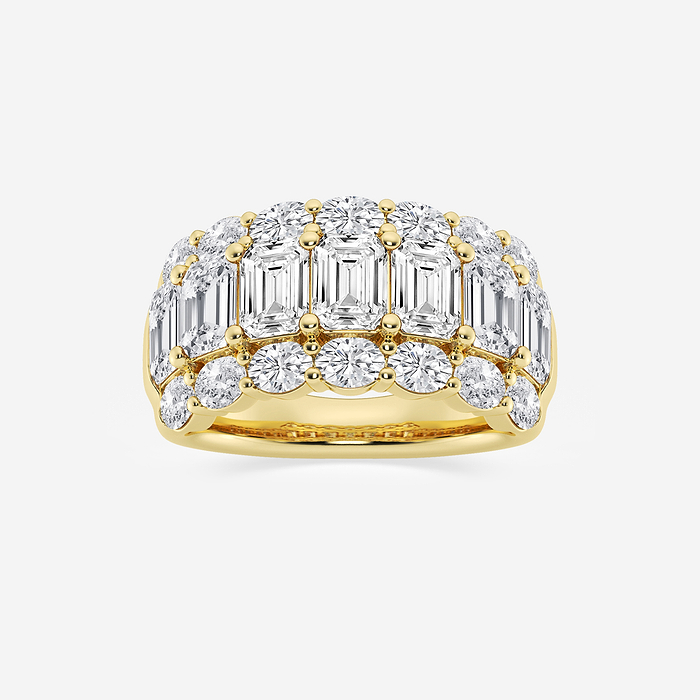 5 ctw Emerald Lab Grown Diamond Three Row Band