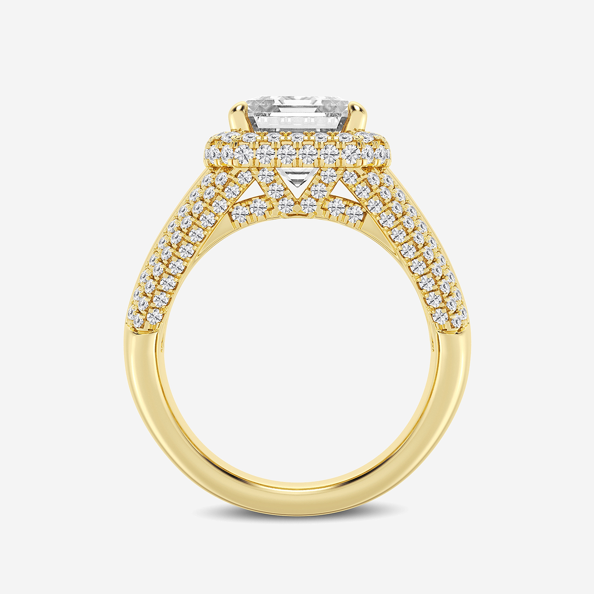 Additional Image 1 for  6 ctw Asscher Lab Grown Diamond Solitaire Engagement Ring with Round and Baguette Side Accents