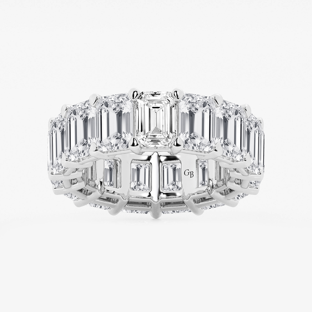 15 ctw Emerald Lab Grown Diamond Cut Luxe Eternity Band - 6.8mm Width Platinum, F, VS2