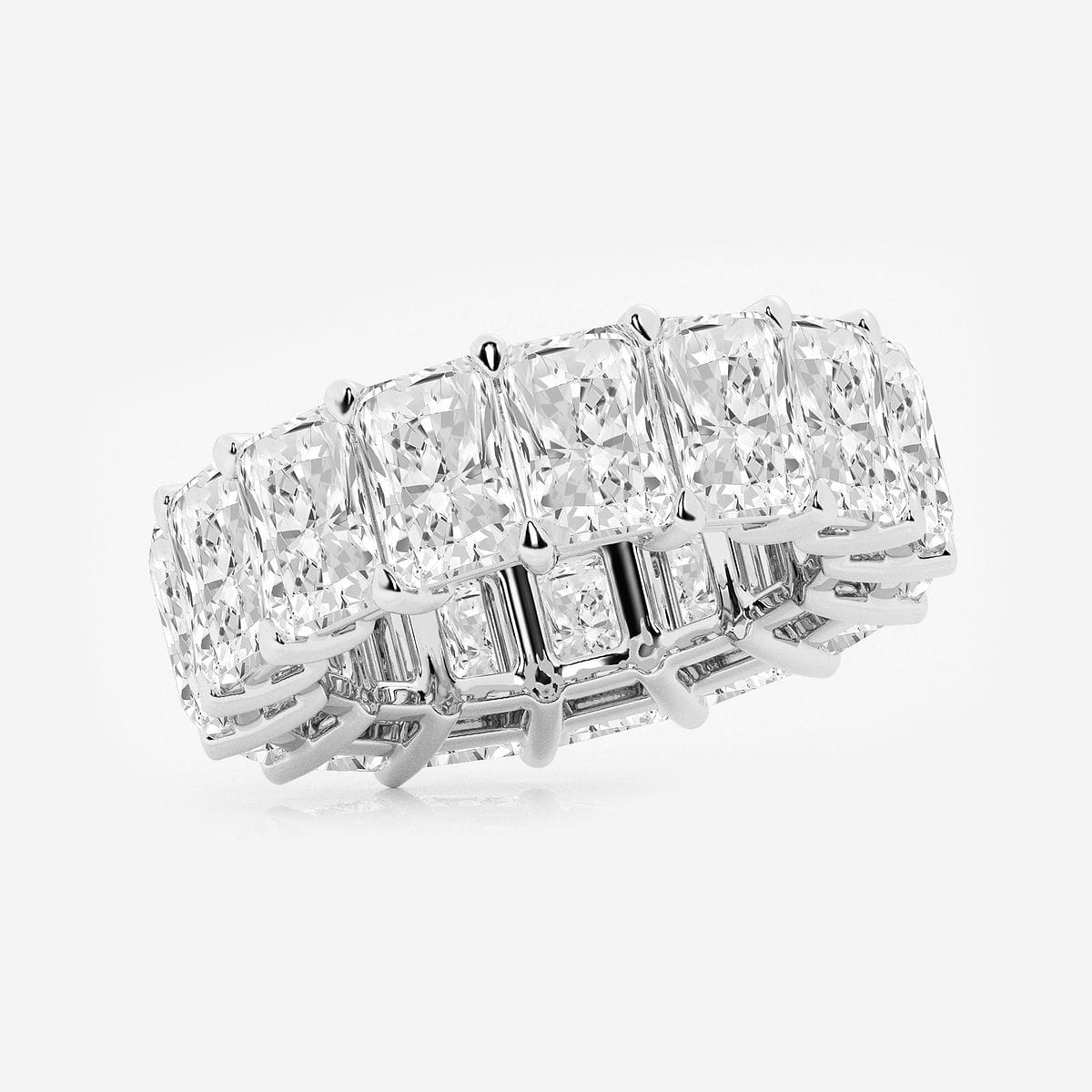 15 ctw Radiant Lab Grown Diamond Cut Luxe Eternity Band - 7.2mm Width 14K White Gold, F, VS2
